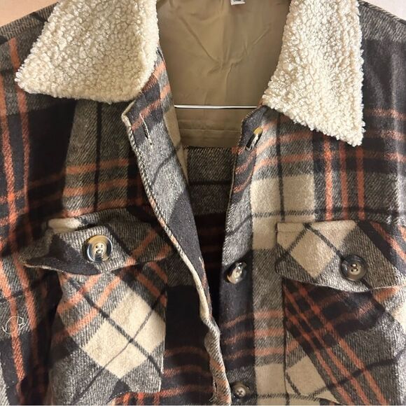 Flannel plaid jacket and skirt set brown - Picture 10 of 14